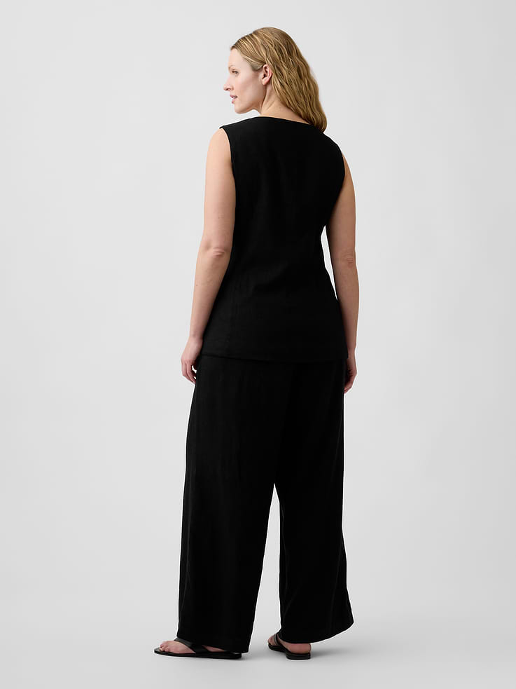 Image 6 of 7, Relaxed Linen-Blend Wide-Leg Pants