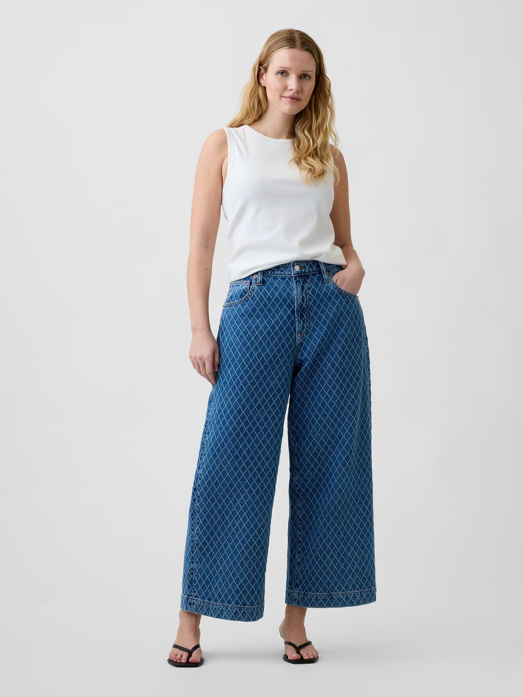 Image number 5 showing, High Rise Wide-Leg Textured Crop Jeans