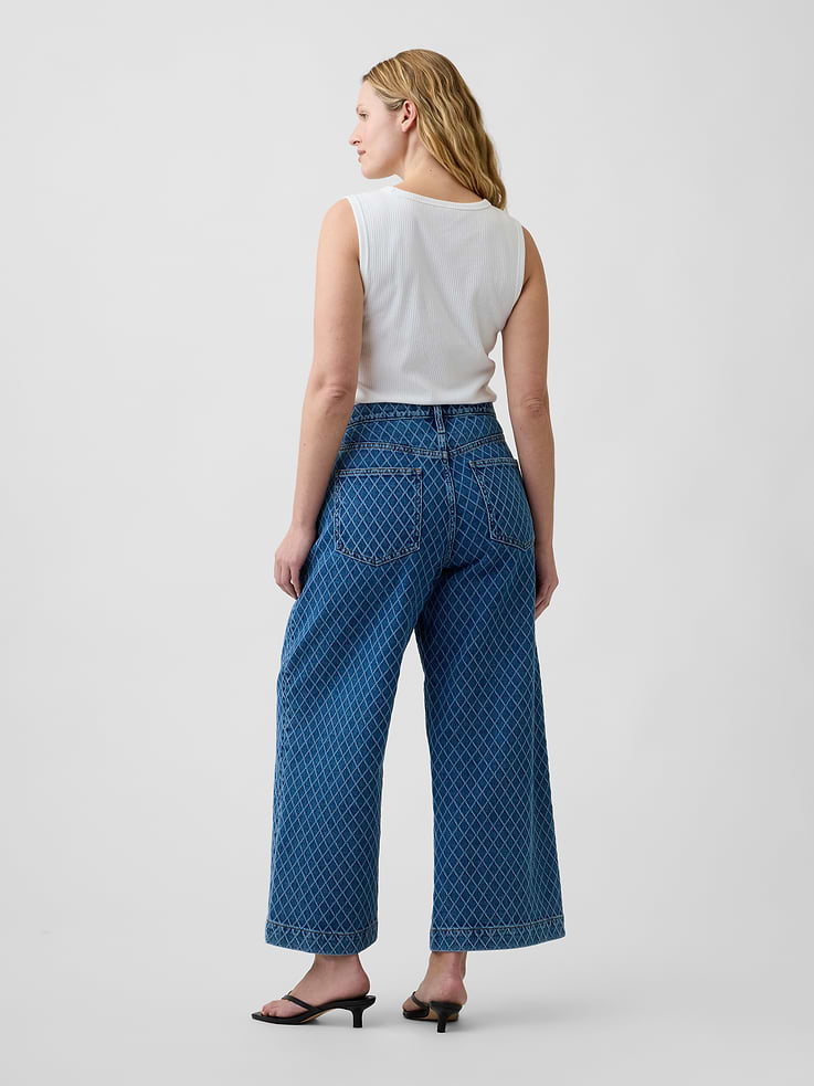 Image number 6 showing, High Rise Wide-Leg Textured Crop Jeans