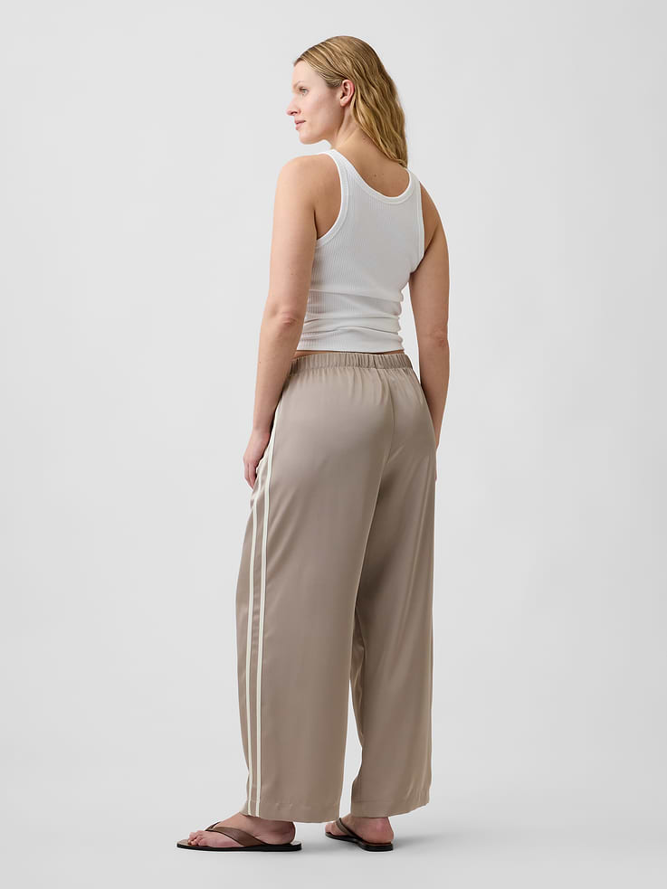 Image number 6 showing, Relaxed Satin Straight-Leg Crop Pants