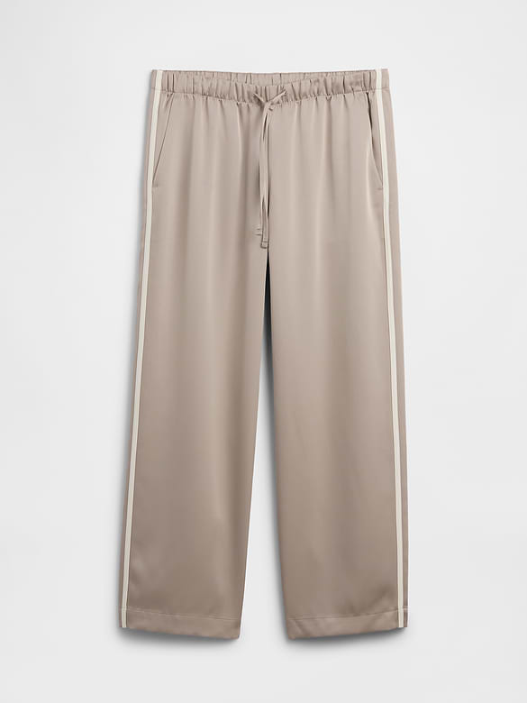 Satin Straight-Leg Crop Pants