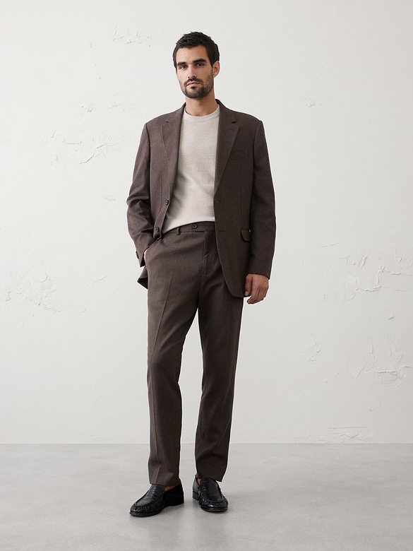 Linen-Blend Herringbone Suit Trouser