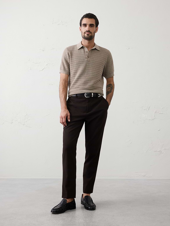 Textured Striped Sweater Polo