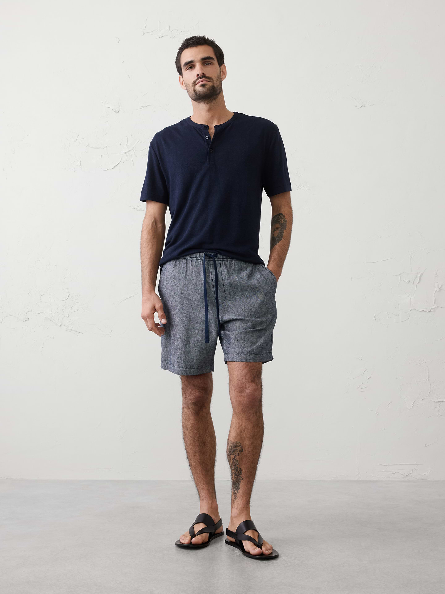 Image number 1 showing, Standard-Fit Linen-Blend Henley