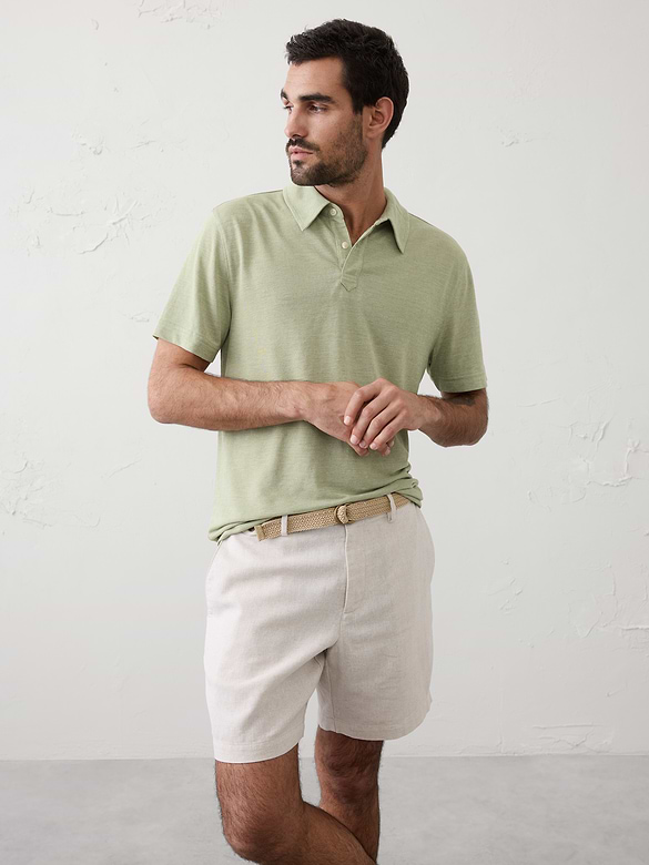 Slim-Fit Linen-Blend Polo