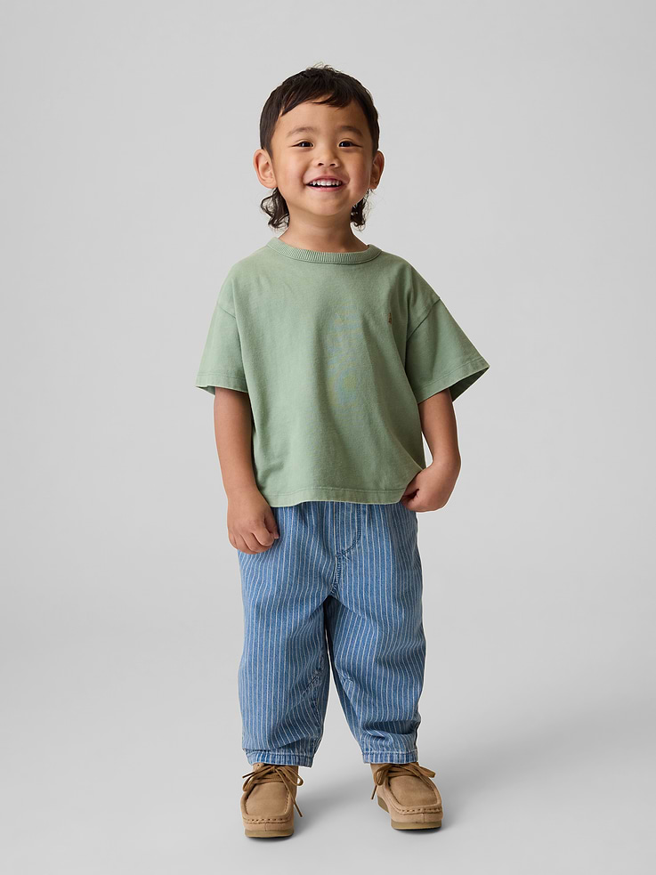 Image number 1 showing, Baby & Toddler Pull-On Barrel Jeans