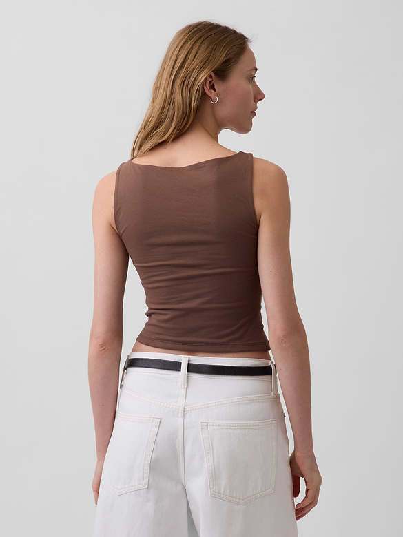 CloseKnit Jersey Boatneck Crop Tank Top