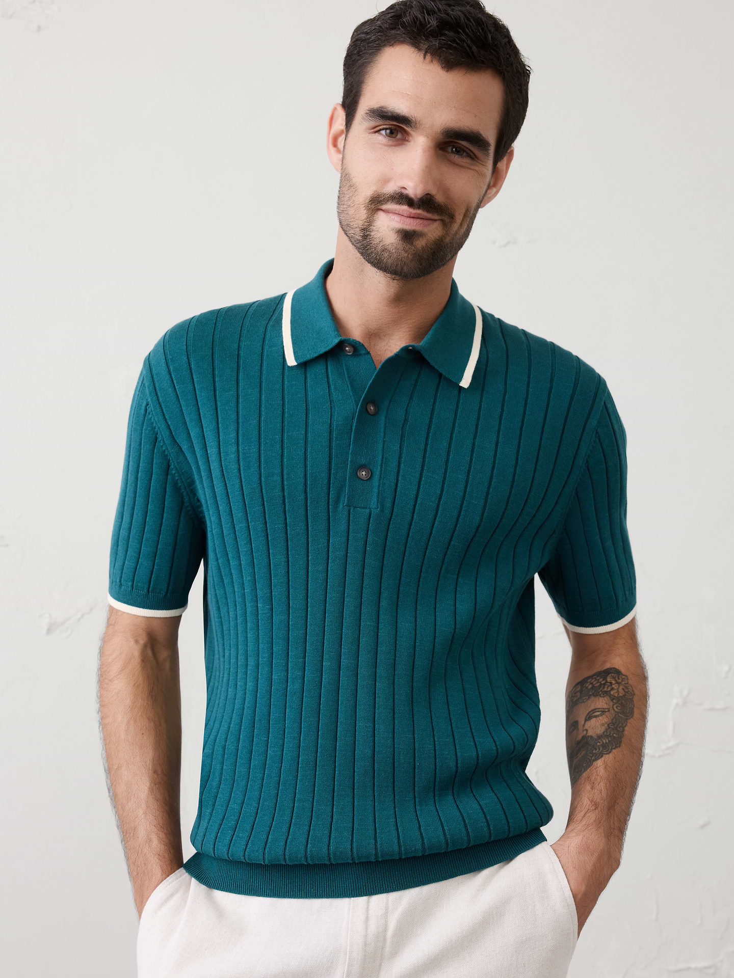 Image number 1 showing, Wide-Ribbed Sweater Polo