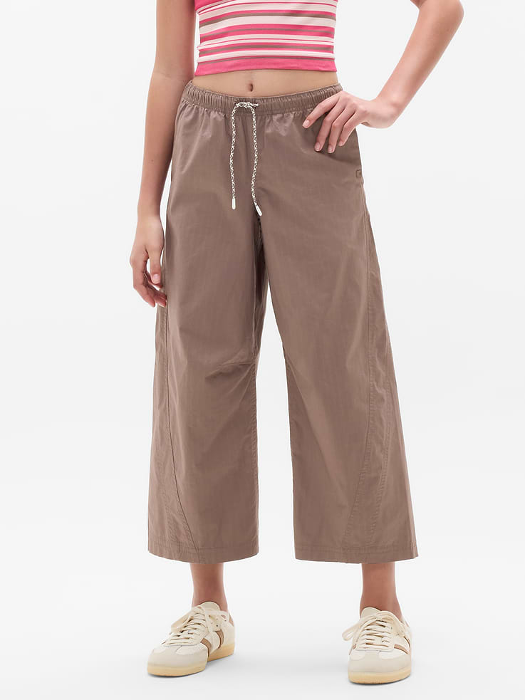 Image number 1 showing, Athleta Girl Woven Wide Leg Crop Pant
