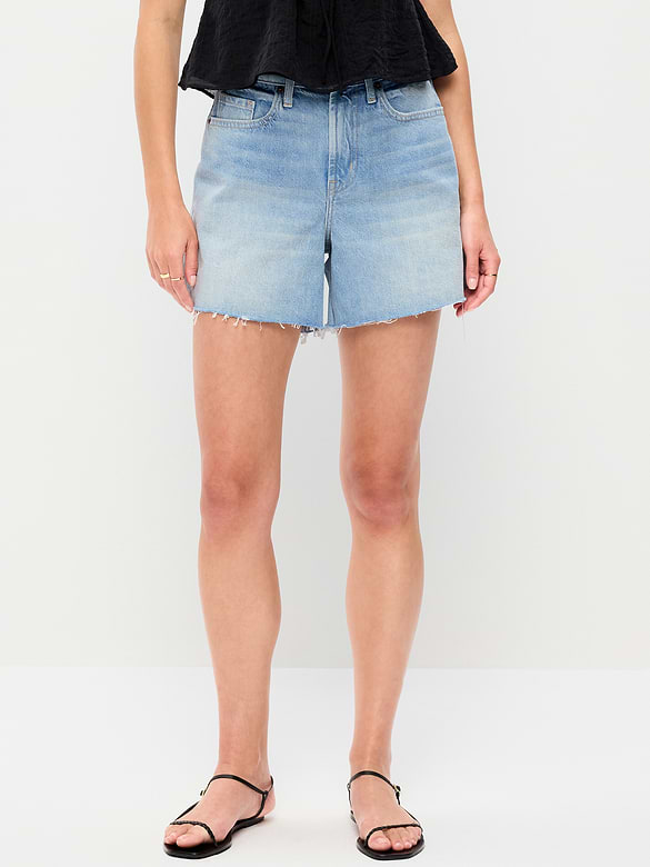 High-Waisted Baggy Jean Shorts -- 5-inch inseam