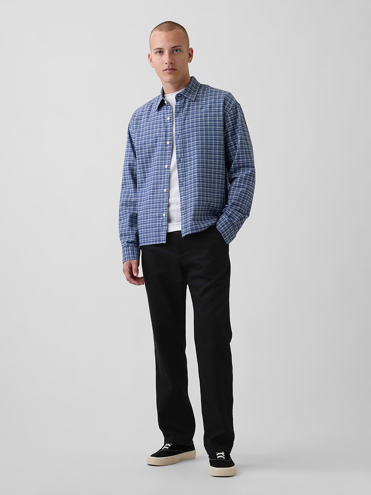 Image number 1 showing, Linen-Cotton Relaxed Straight Trousers