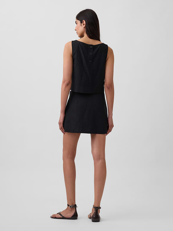 Linen-Blend Mini Skort