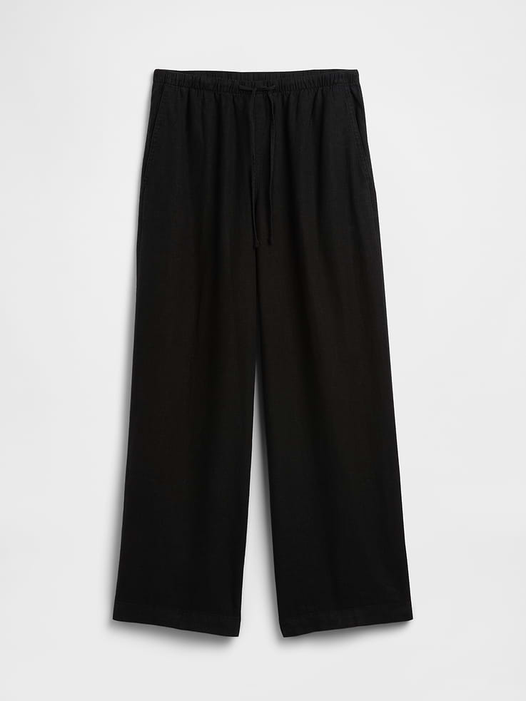 Image 7 of 7, Relaxed Linen-Blend Wide-Leg Pants
