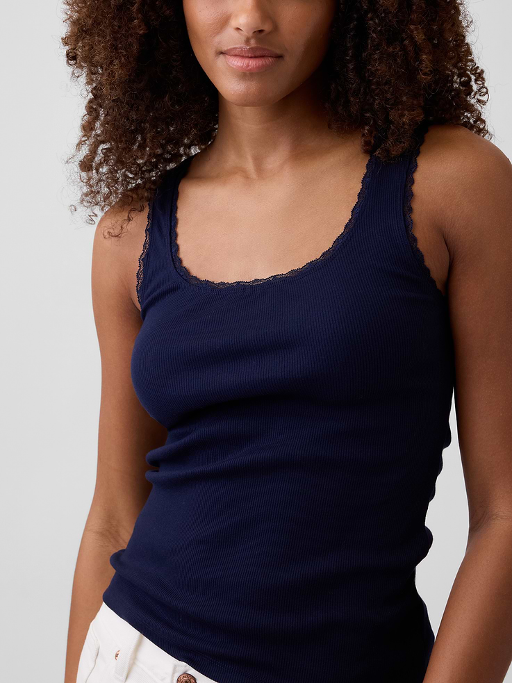 Image number 4 showing, Ribbed Lace-Trim Tank Top