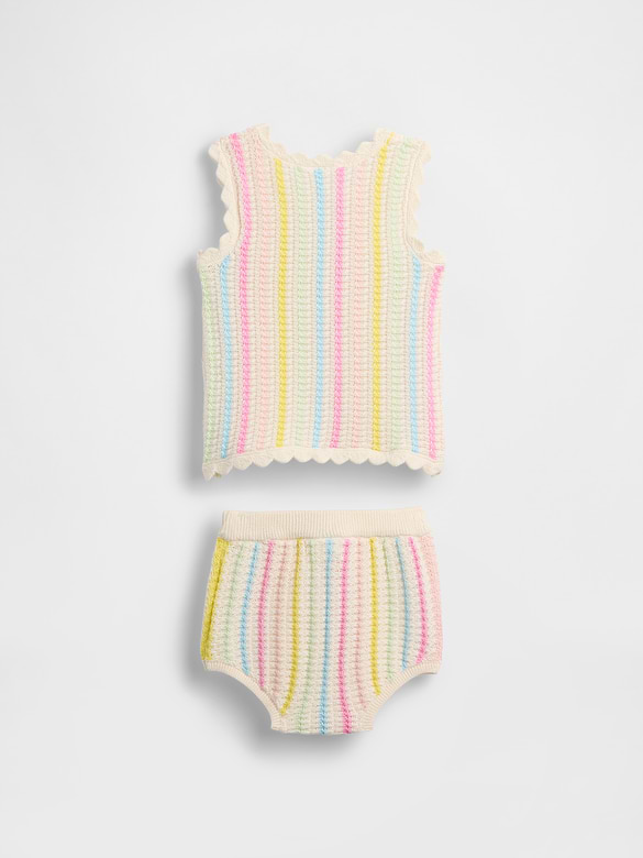 Baby Crochet Stripe Tank Outfit Set