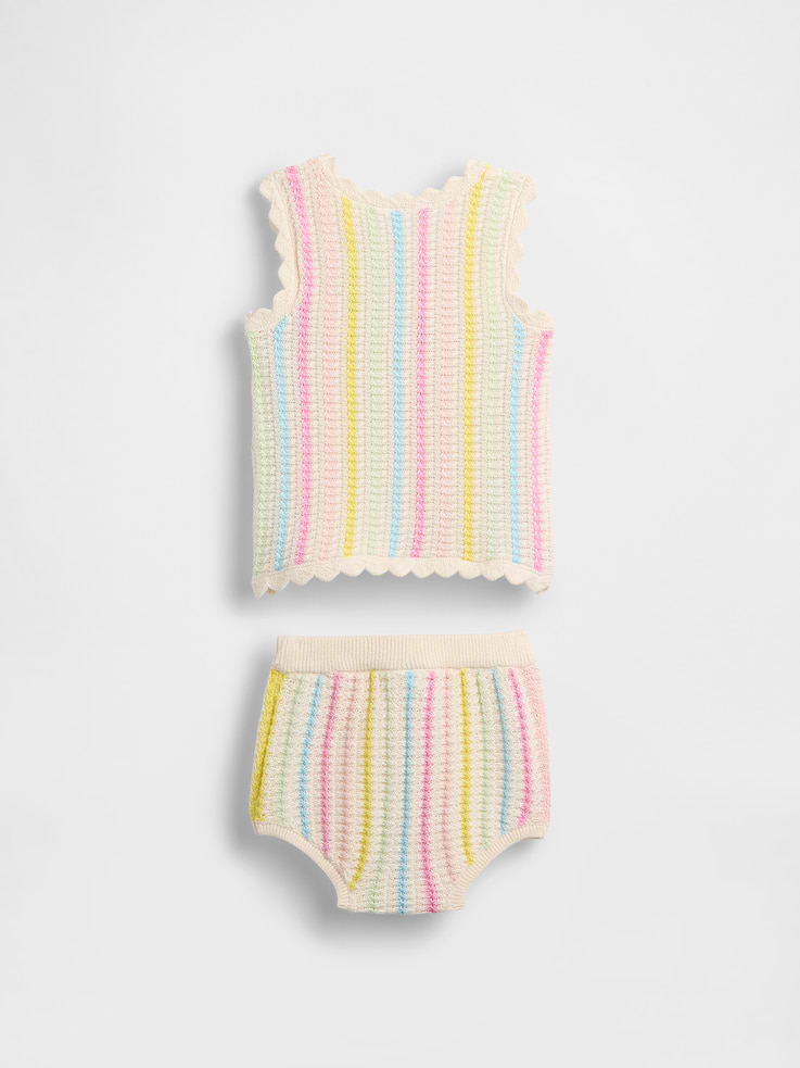 Image number 2 showing, Baby Crochet Stripe Tank Outfit Set