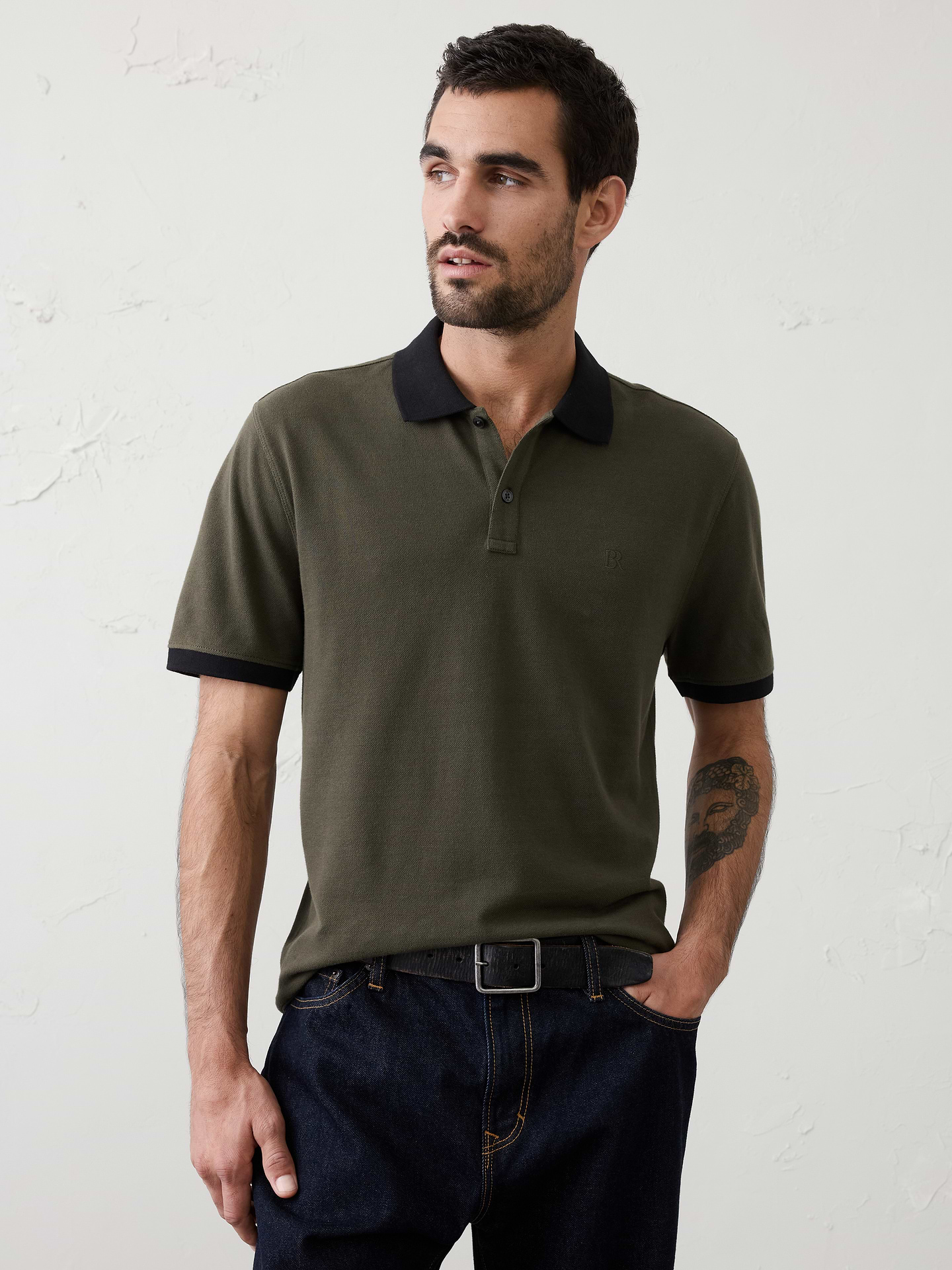 Image number 1 showing, Standard-Fit Monogram Pique Polo
