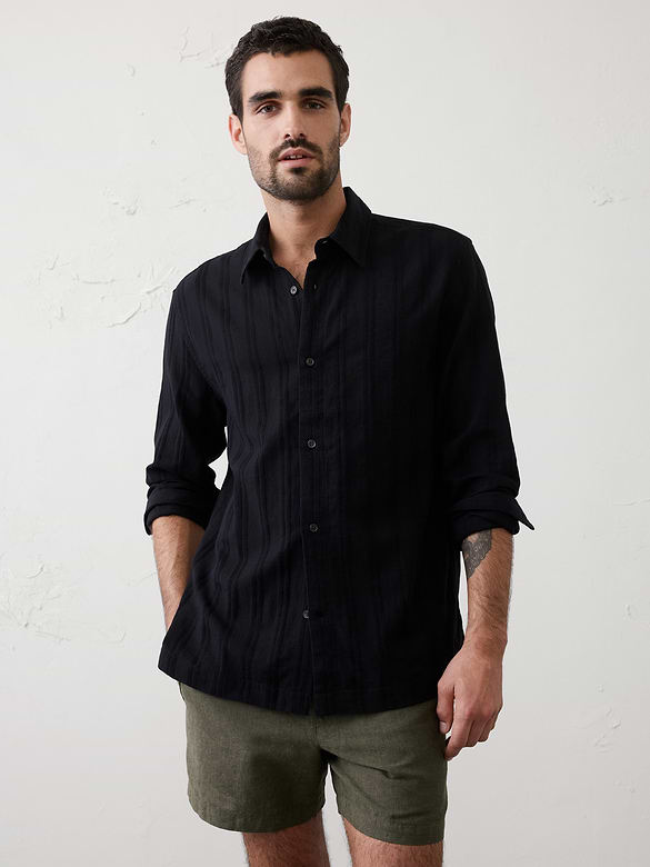 Standard-Fit Textured Resort Shirt