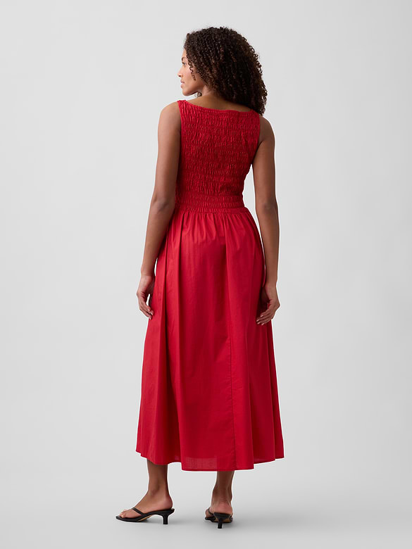 Smocked Boatneck Maxi Dress