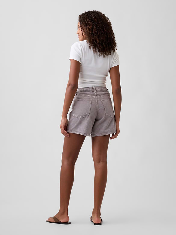 Drawstring Denim Midi Shorts