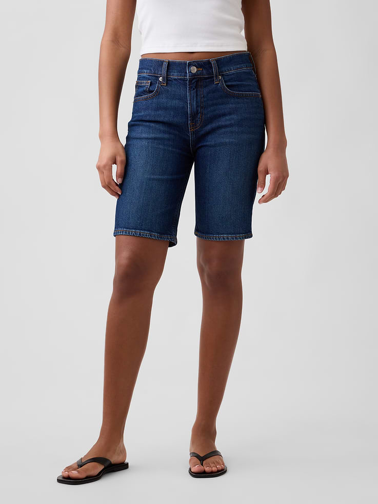 Image number 2 showing, 9" Mid Rise Soft Denim Bermuda Shorts
