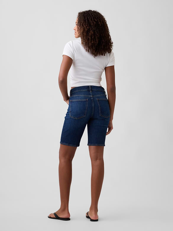 9" Mid Rise Soft Denim Bermuda Shorts