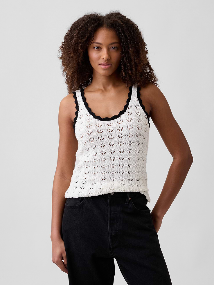 Image number 1 showing, Crochet Scoopneck Tank Top