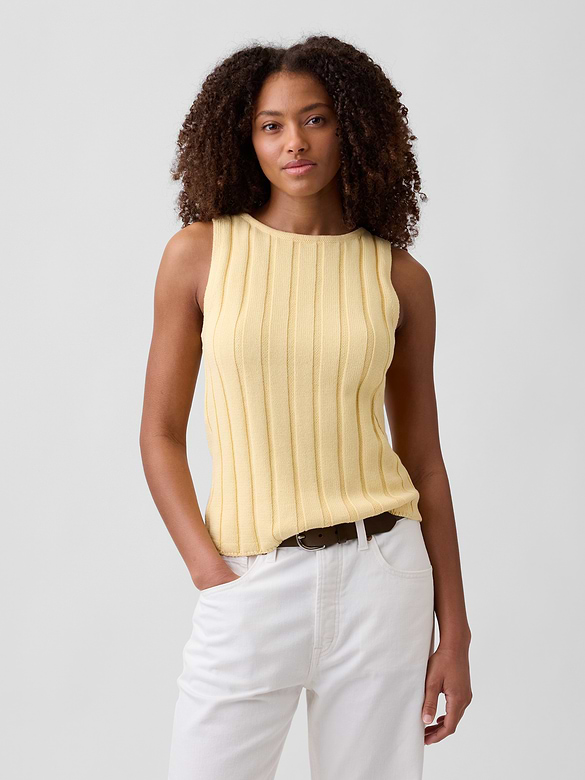 Relaxed Ribbed Boatneck Tank Top