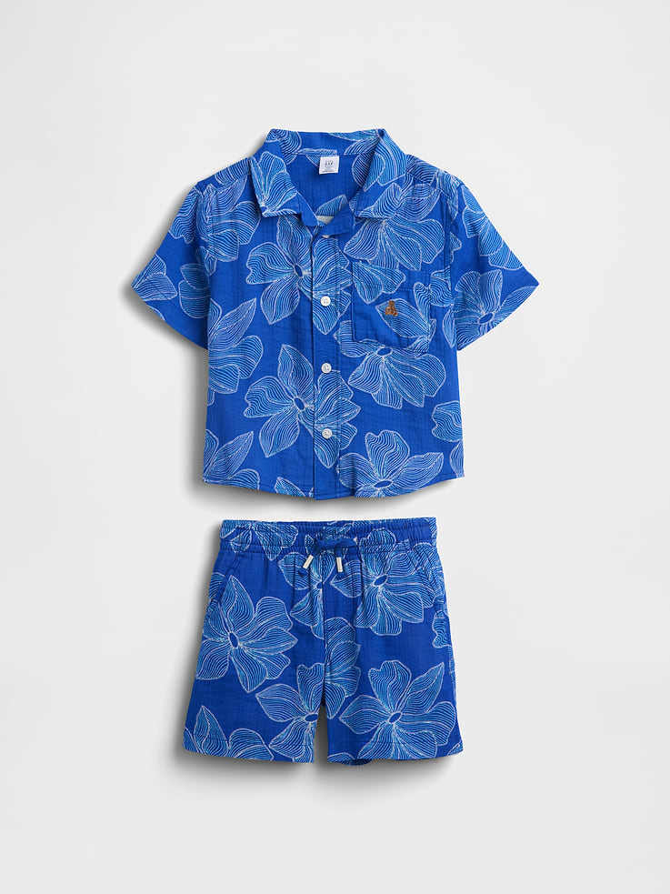Image number 2 showing, Baby & Toddler Cotton Gauze Floral Outfit Set