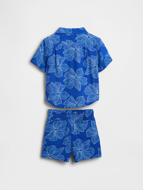 Baby & Toddler Cotton Gauze Floral Outfit Set