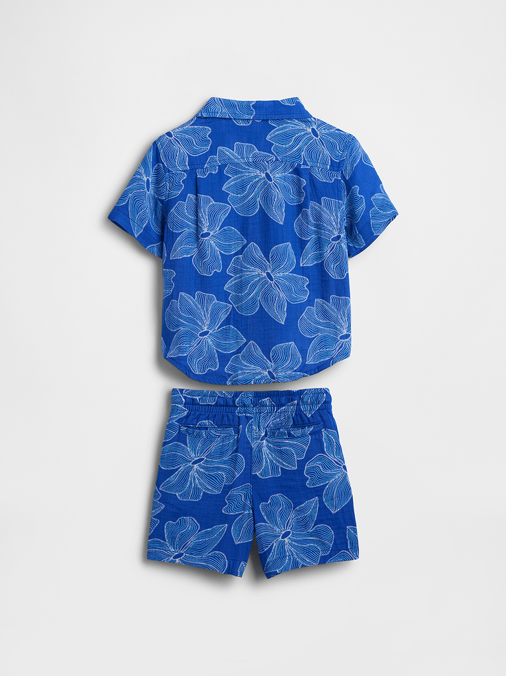 Image number 3 showing, Baby & Toddler Cotton Gauze Floral Outfit Set