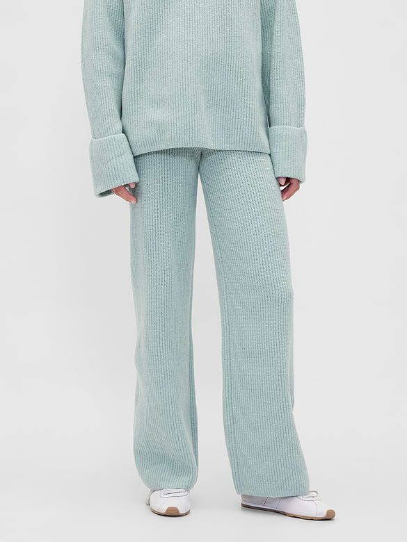 CashSoft Shaker-Stitch Sweater Pants