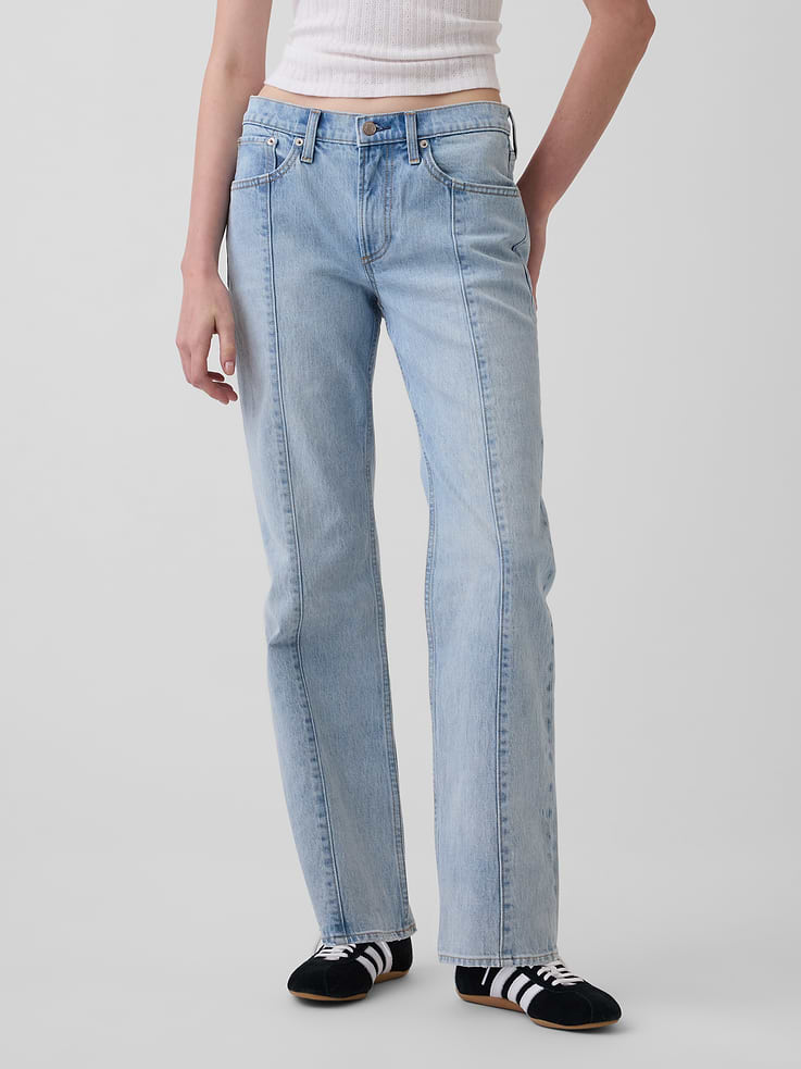 Image number 2 showing, Mid Rise Seamed Relaxed Straight Jeans
