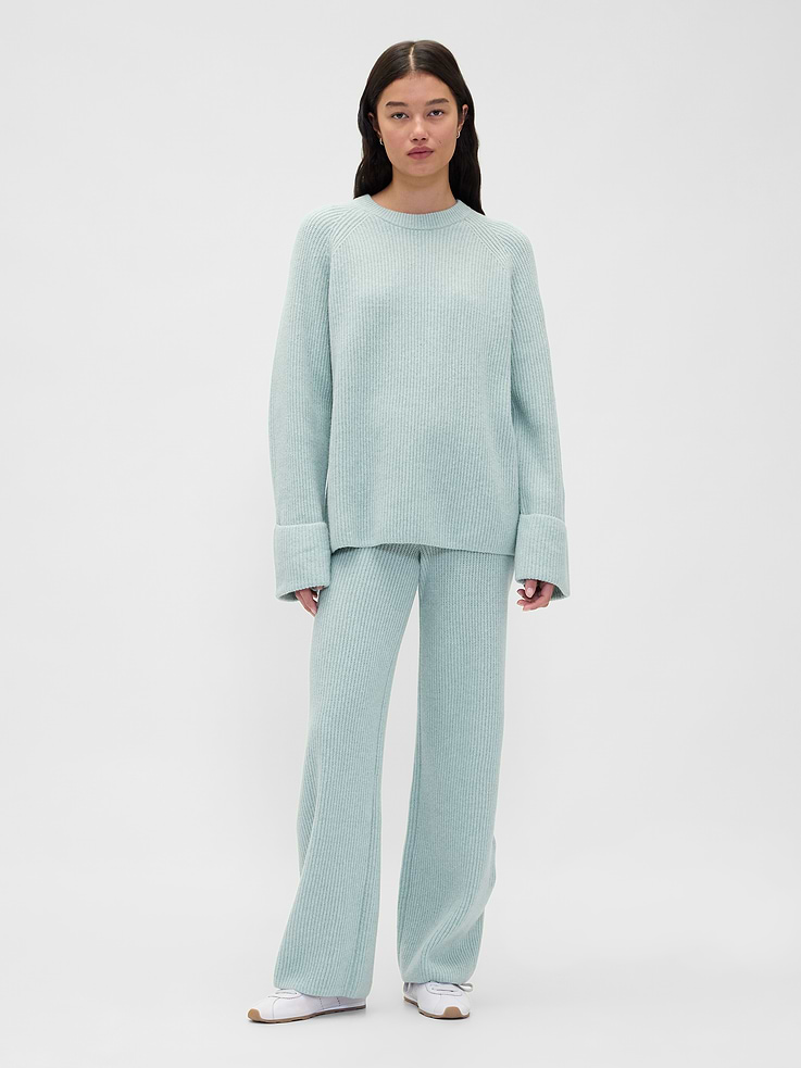 Image number 1 showing, CashSoft Shaker-Stitch Sweater Pants