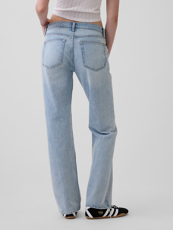 Mid Rise Seamed Relaxed Straight Jeans