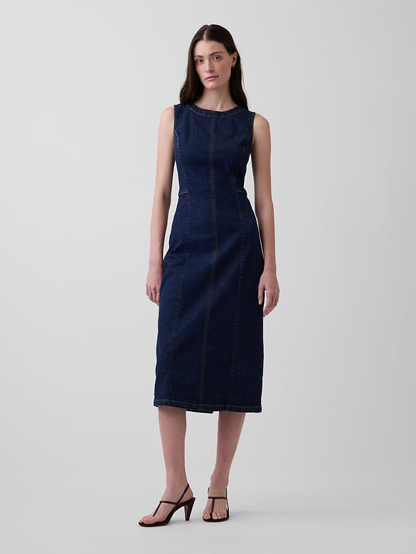 Denim Bodycon Midi Dress