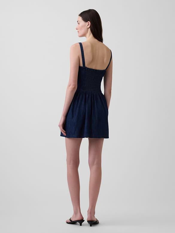 Denim Drop-Waist Mini Dress
