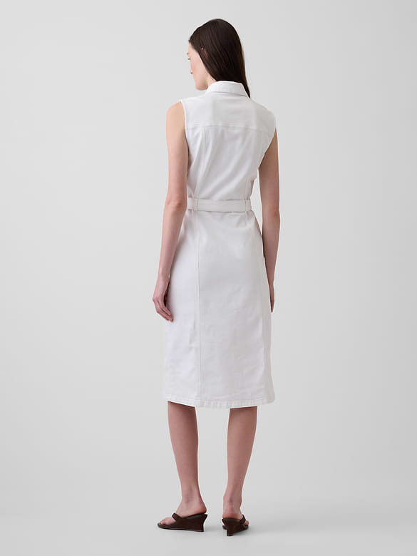 Denim Tie-Belt Midi Dress