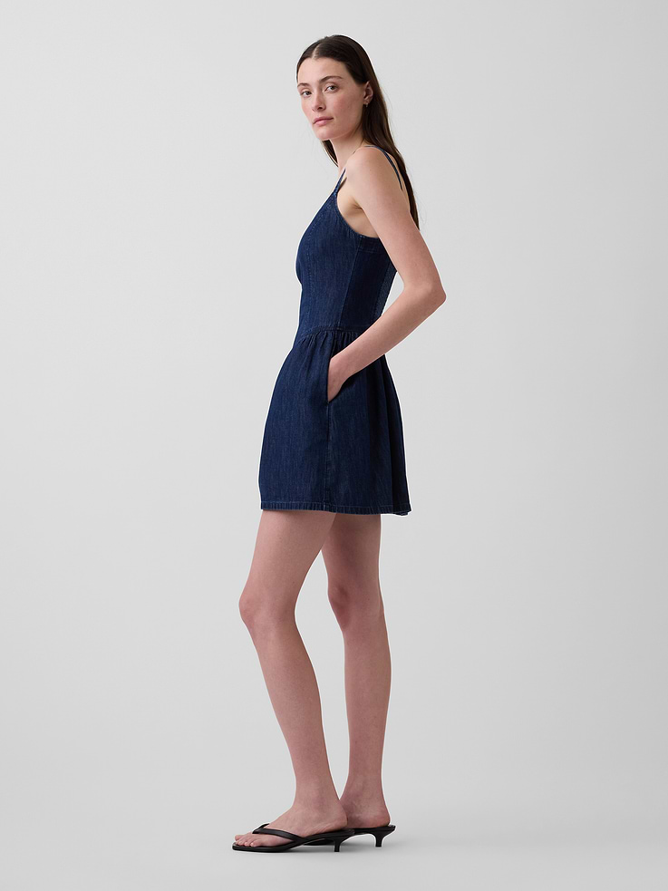 Image number 3 showing, Denim Drop-Waist Mini Dress