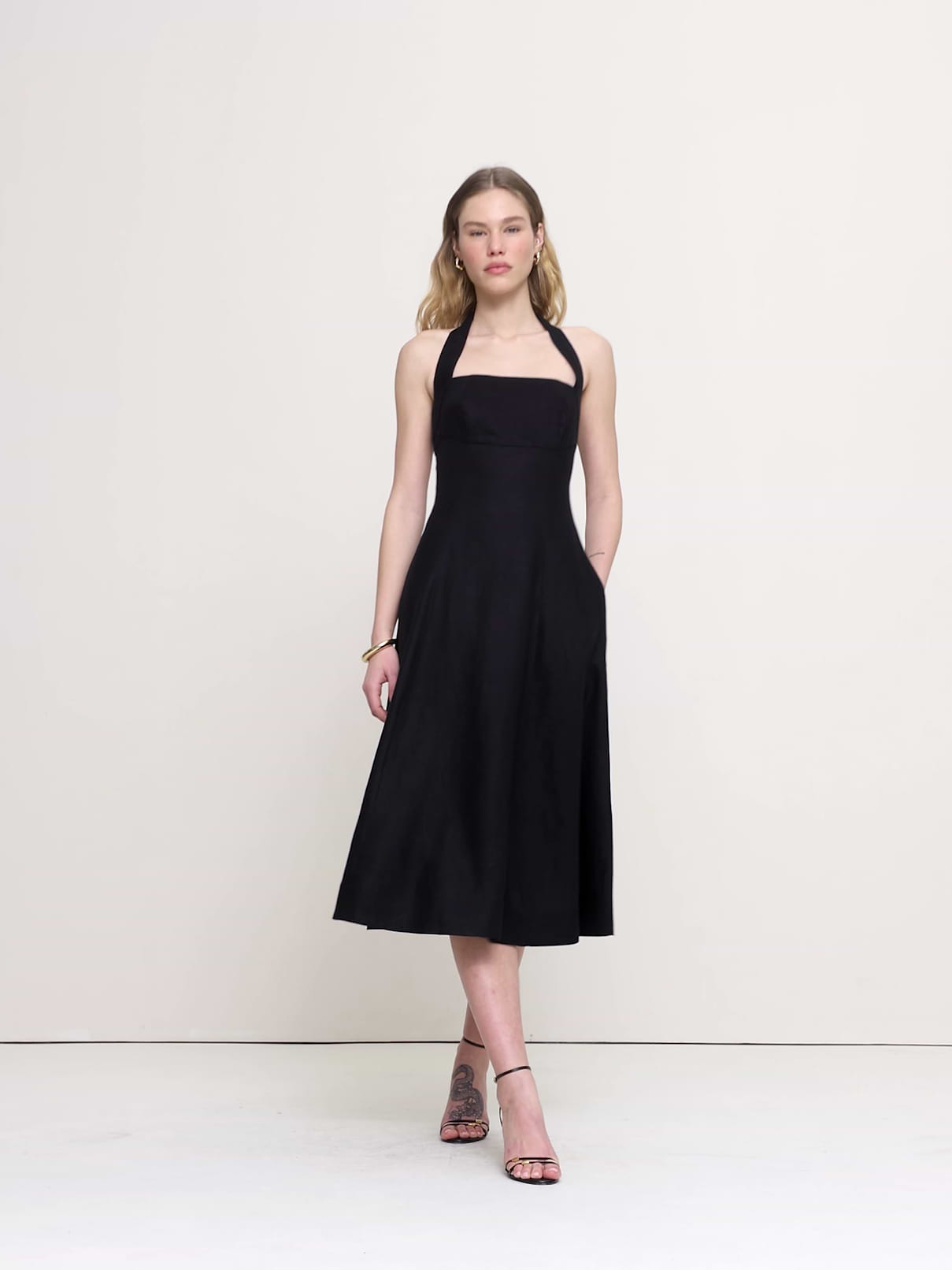 Linen Halter Midi Dress