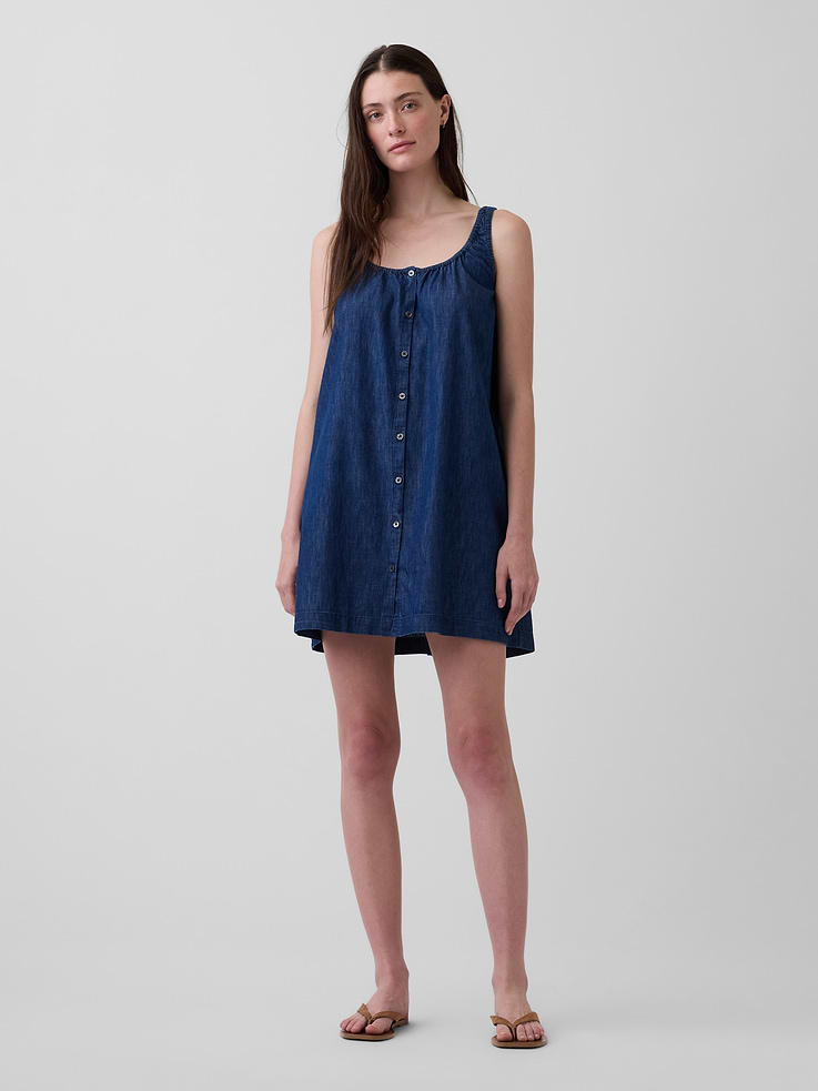 Image number 1 showing, Button-Front Mini Dress