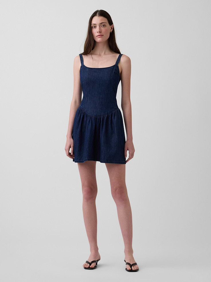 Image number 1 showing, Denim Drop-Waist Mini Dress