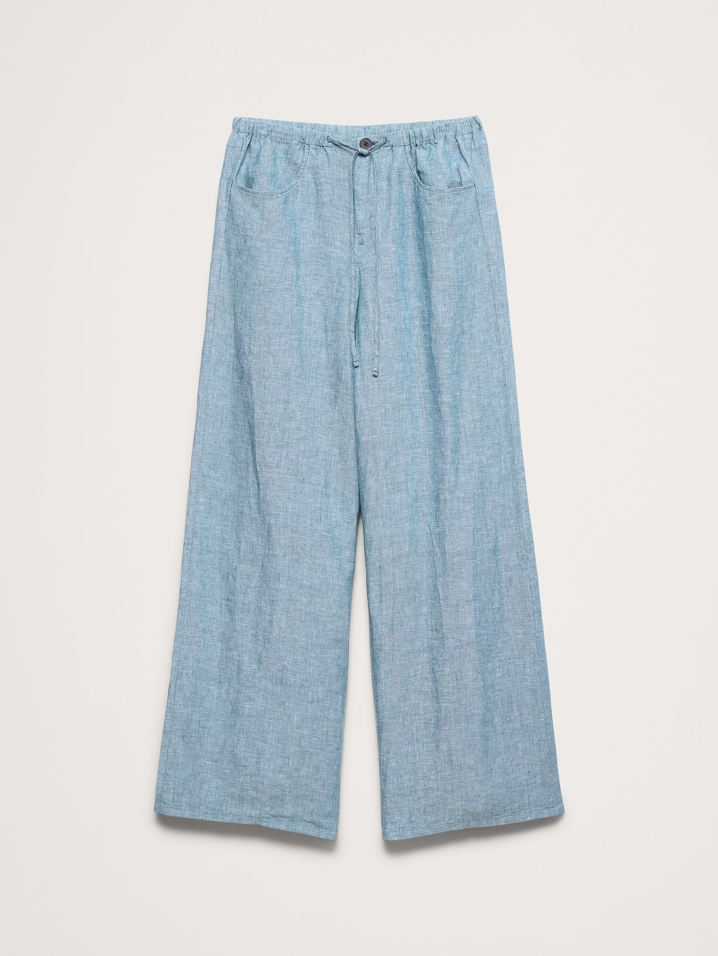Image number 4 showing, The Studio Wide-Leg Drawstring Pant in Linen