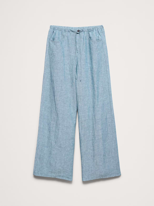The Studio Wide-Leg Drawstring Pant in Linen