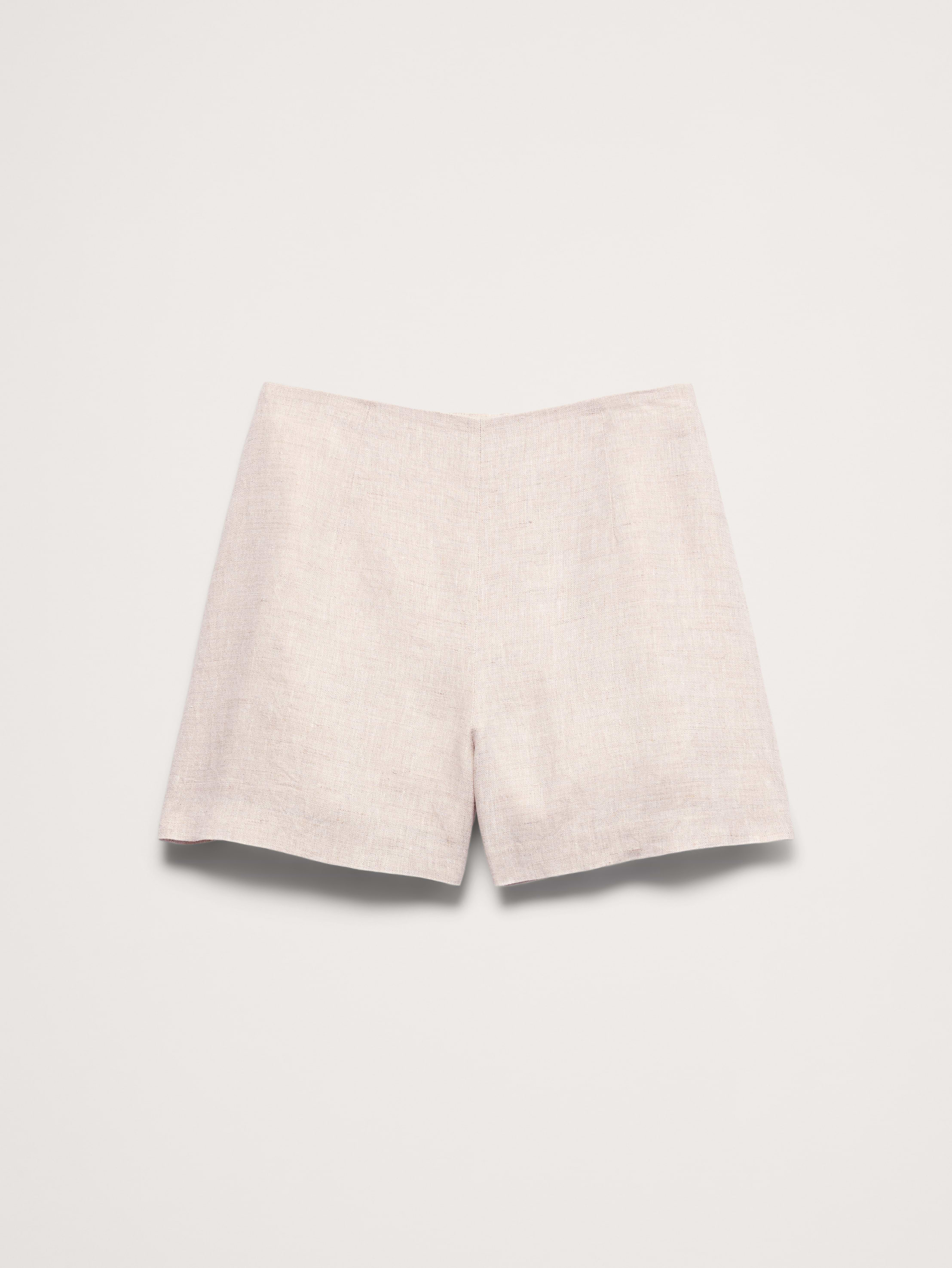 L'image numéro 4 présente Short en lin à taille haute, 7,5 cm