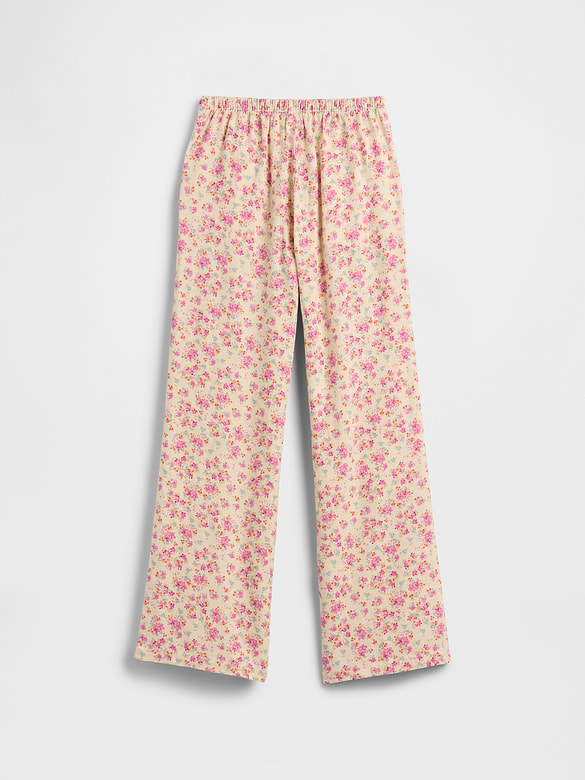 Kids Pull-On Wide-Leg Linen-Blend Pants