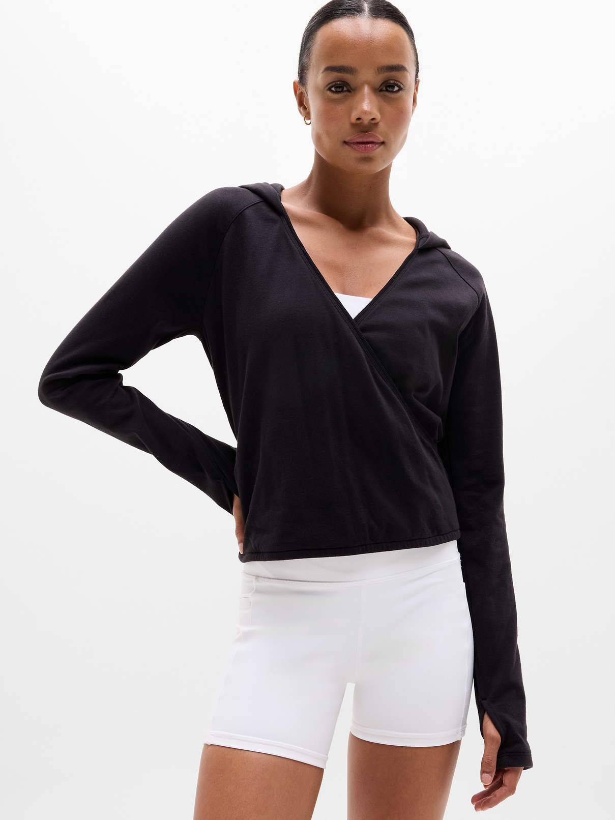 Airy Cotton Terry Wrap Hoodie