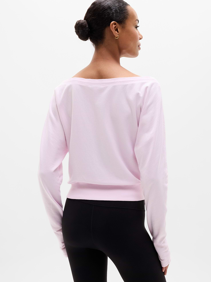 Image number 3 showing, Airy Cotton Terry Boat Neck Sweatshirt
