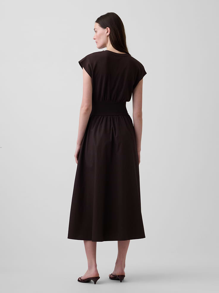 Image number 2 showing, Mixed Media Drop-Waist Midi Dress