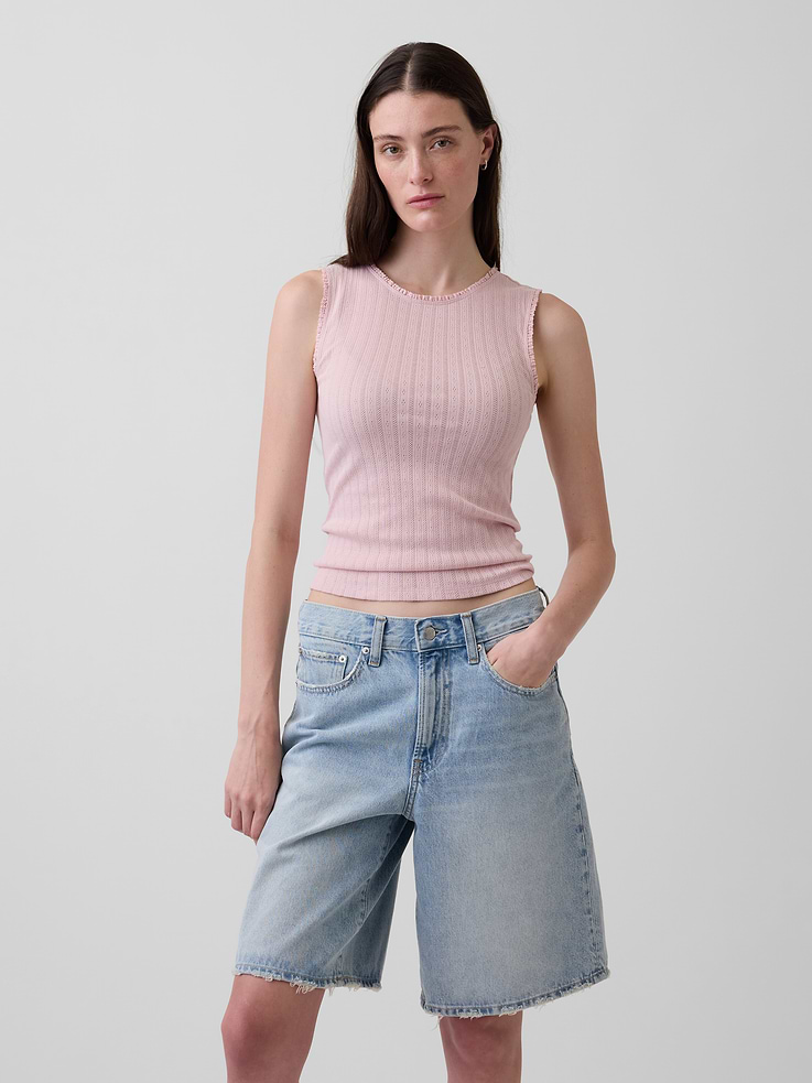 Image number 1 showing, Pointelle Shell Tank Top